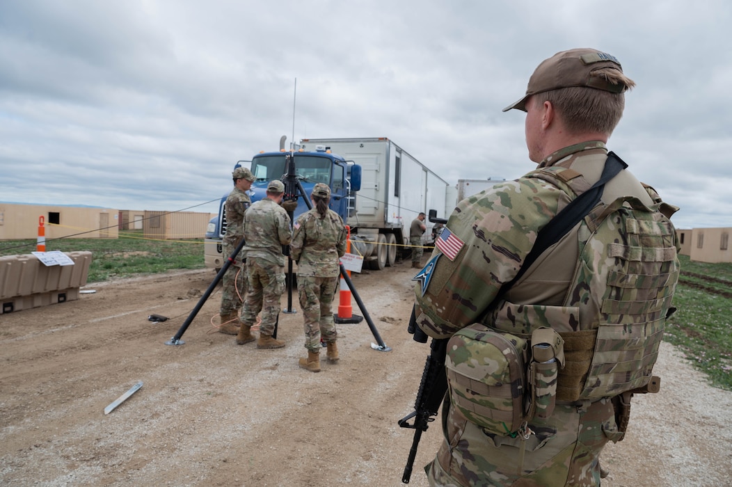 Military member stands guard